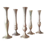 Set of 5 vintage brass soliflores