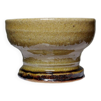Large bowl, empty pocket, Japanese artisanal ceramic, Iga-type ash glaze