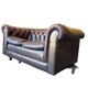 Vintage chocolate brown leather Chesterfield armchair/sofa