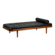 Scandinavian Daybed in Teak and Black Leather attributed to Horsens Møbelfa