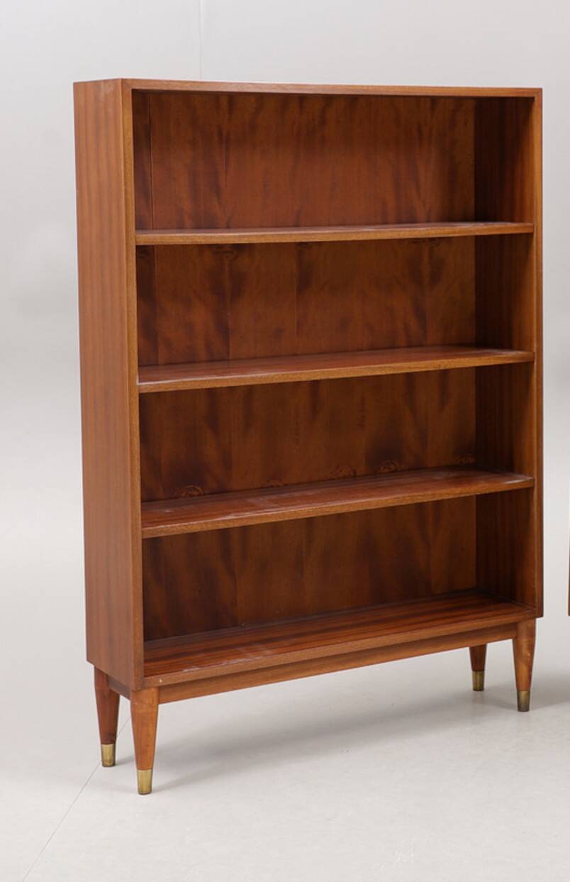 Vintage teak bookcase several adjustable levels 1960 suede