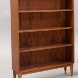 Vintage teak bookcase several adjustable levels 1960 suede