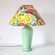 Vintage water green ceramic foot lamp with “fruit” printed lampshade