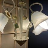 Antique Chandelier Ceiling Light Florentine Bouquet Floral Design 1970 Decorative Art No.2