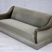 1970s, Danish 3-seater sofa, green furniture velour, beech wood.