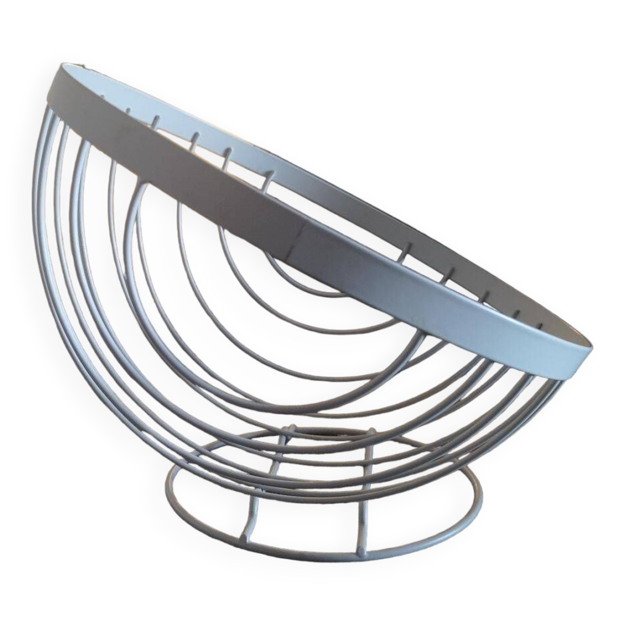 White painted metal fruit basket - Space Age - 1970s/1980s