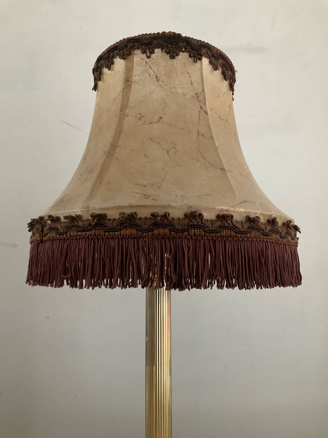 Vintage brass and leather lamp from the 70s