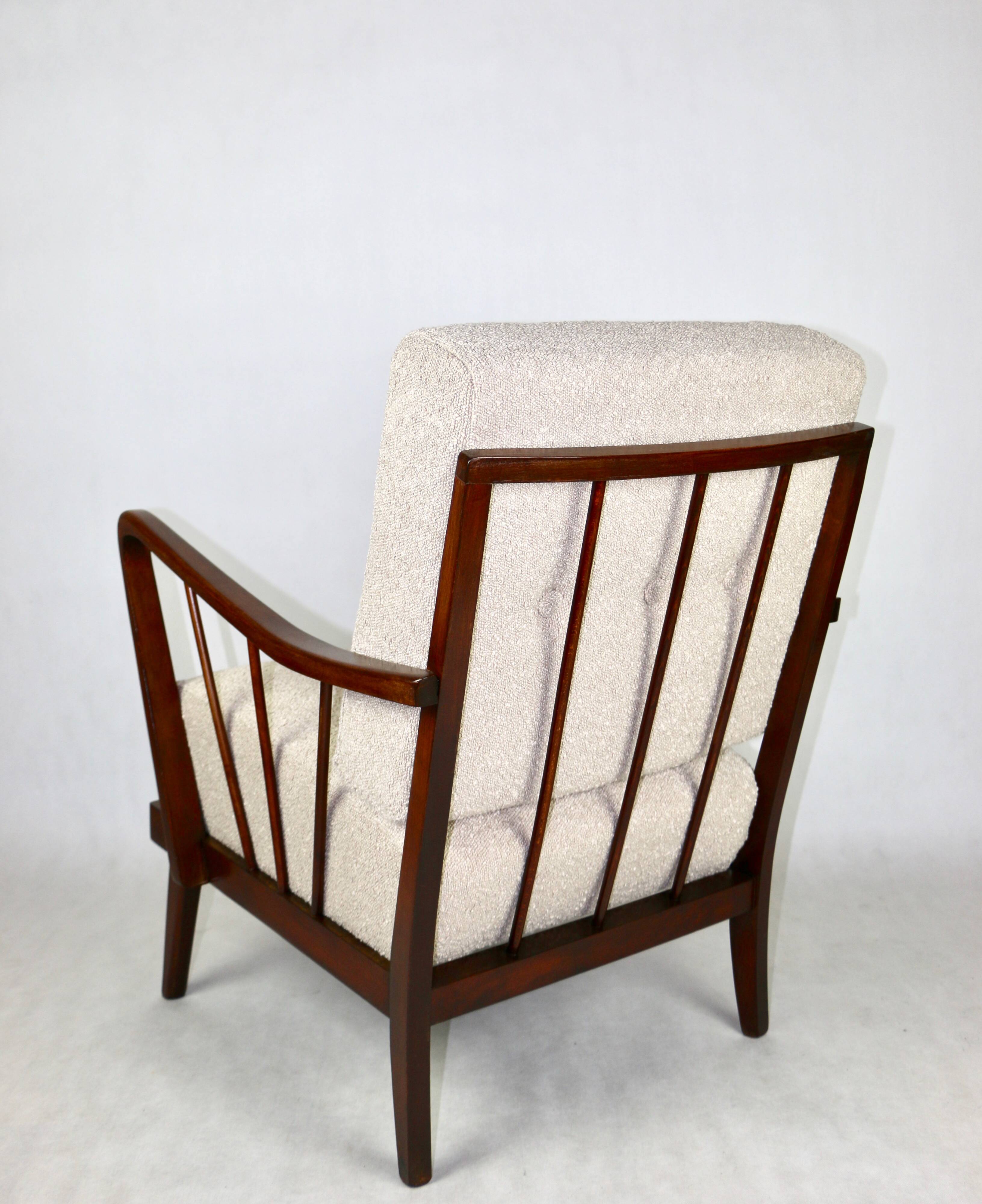 Art Deco Beige Boucle Armchair, 1960s