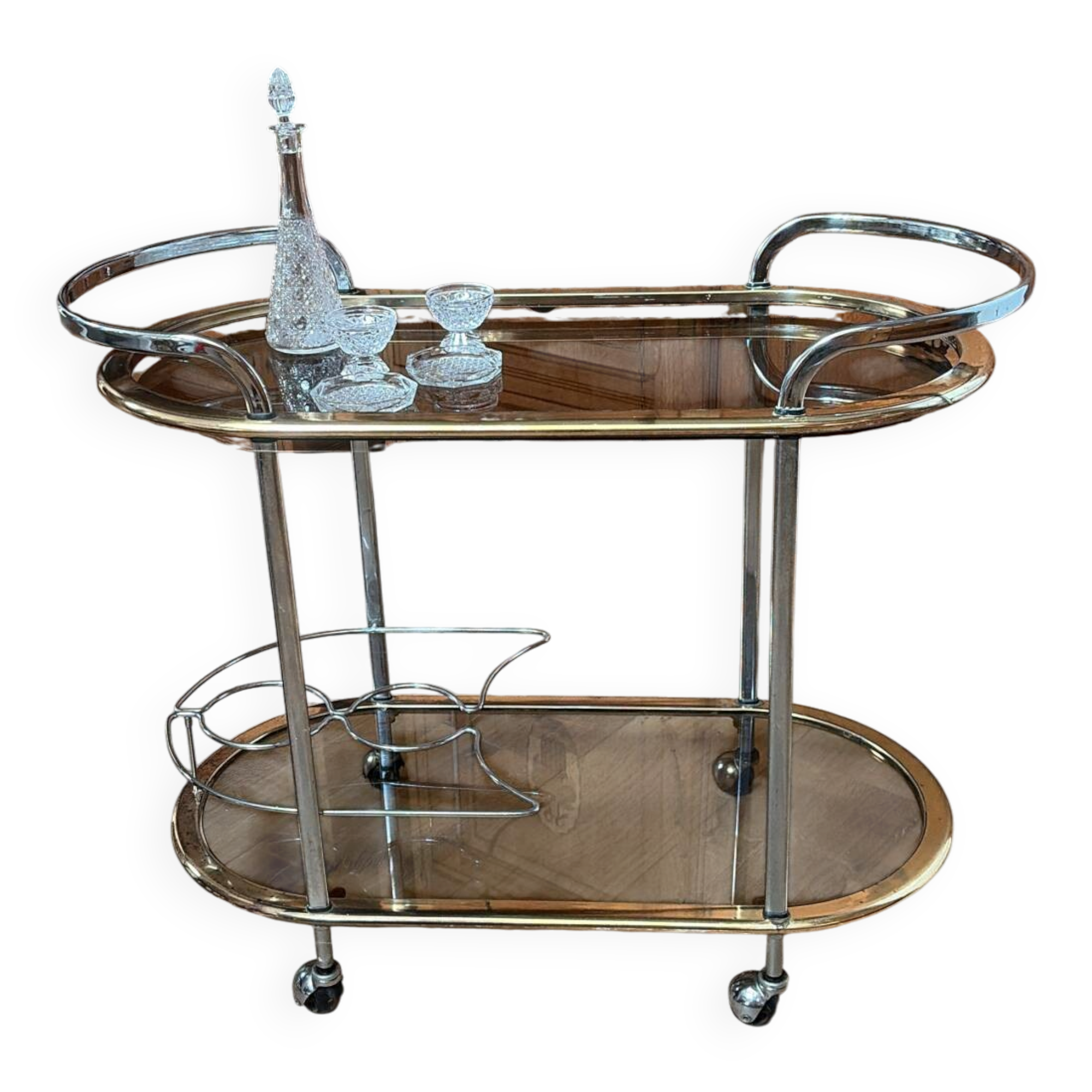 Desserte de bar vintage Art déco / Hollywood Regency