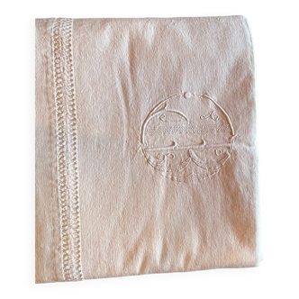 Old embroidered monogram sheet