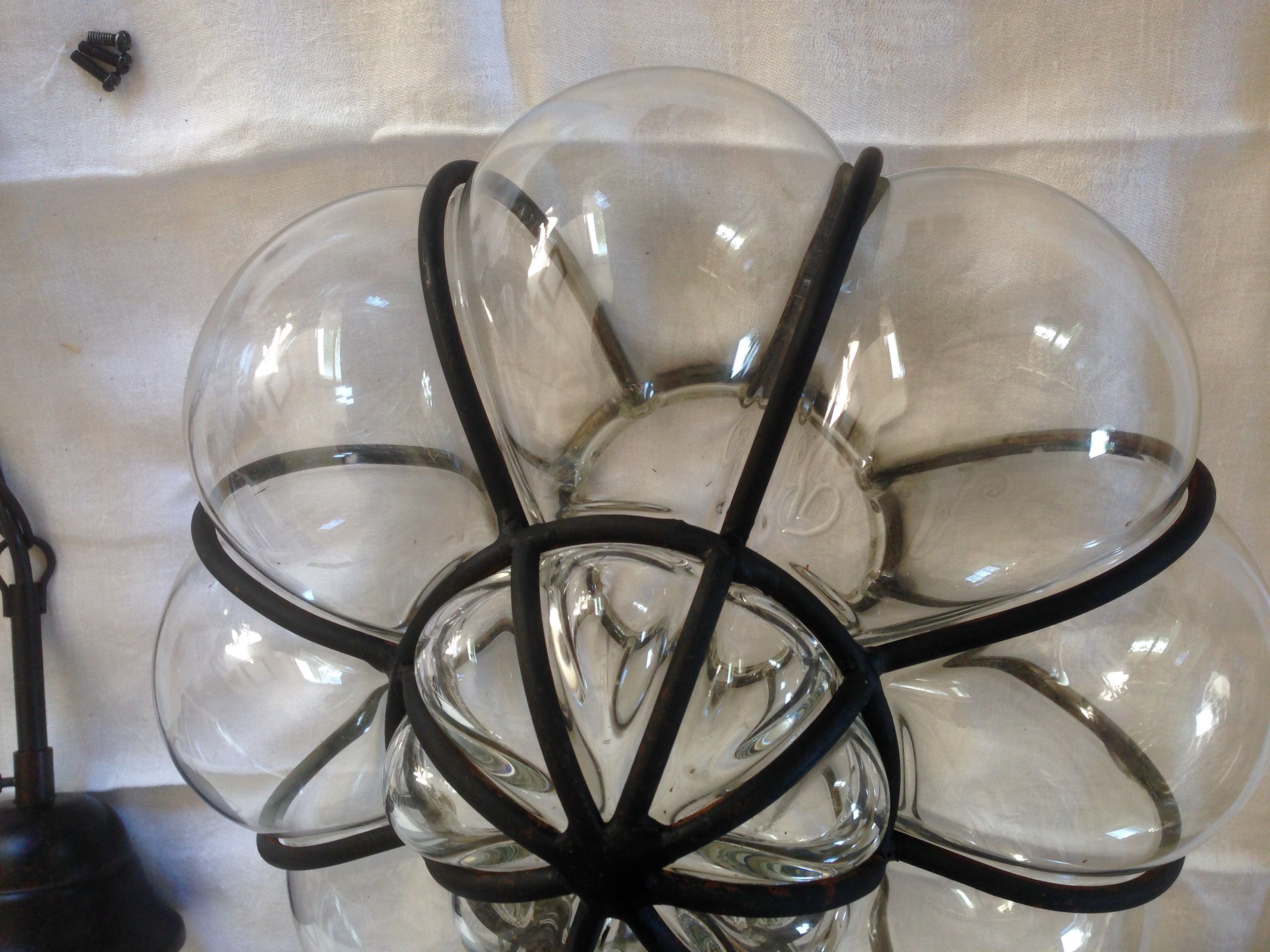 Suspension en verre soufflé et fer Selency