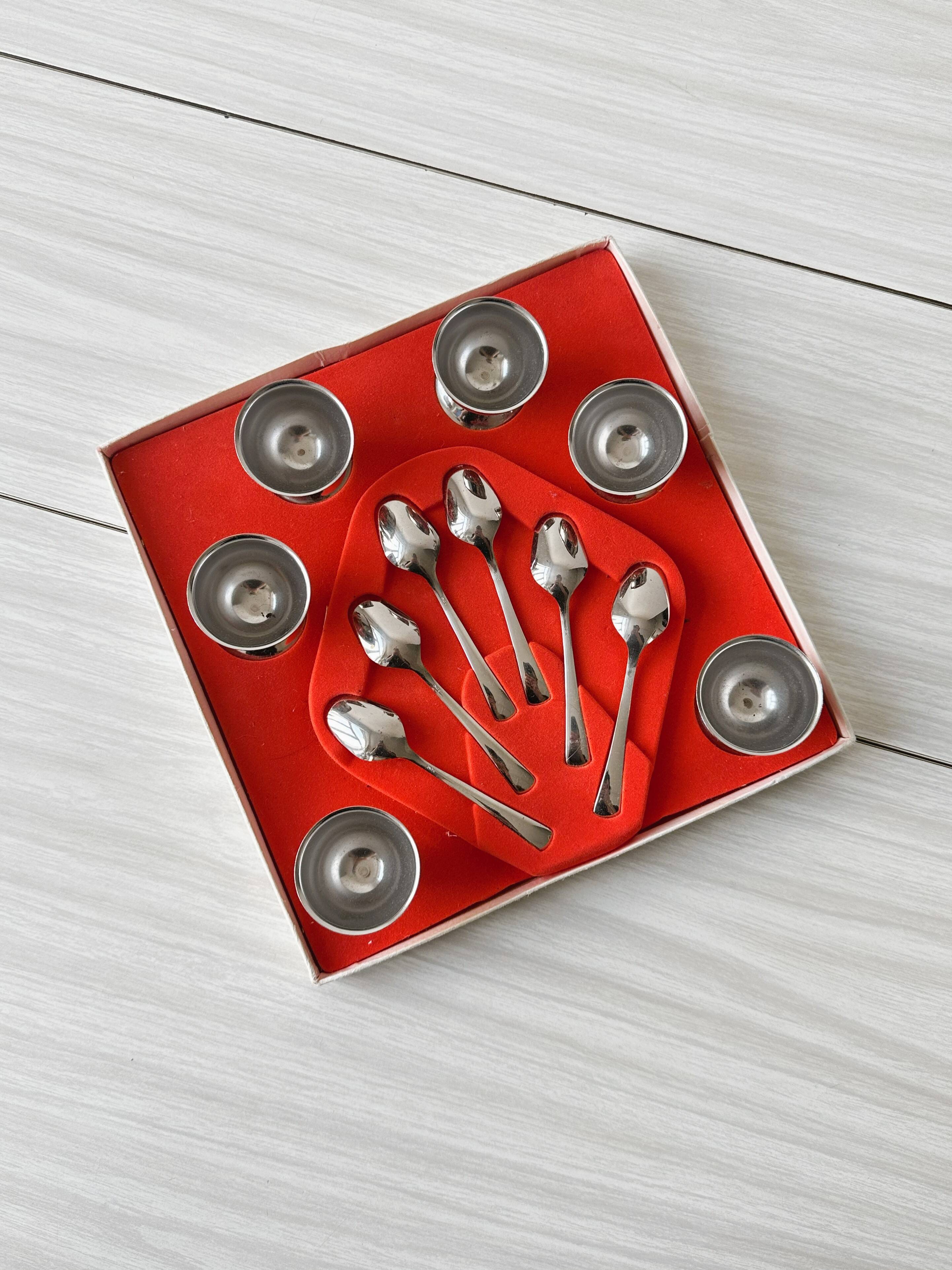 6 stainless steel egg cups