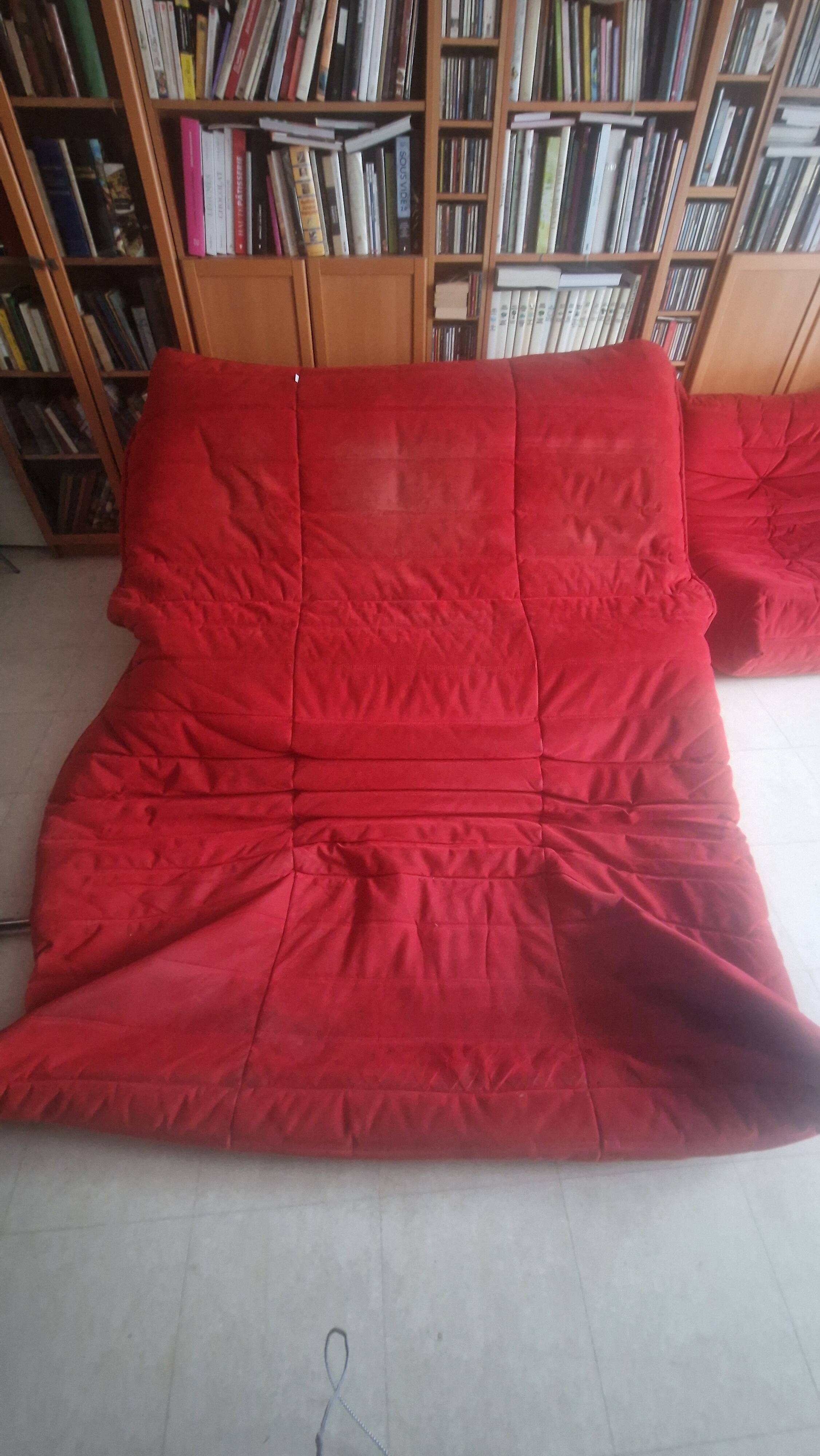 TOGO Set from Ligne Roset - Alcentara Red - Sofa Bed - Corner Armchair - Armchair