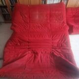 Ensemble TOGO de Ligne Roset-Alcentara Rouge-Canapé lit-Chauffeuse dangle-chauffeuse