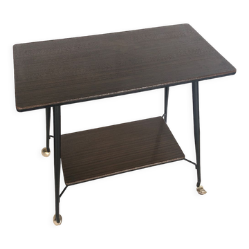 Service on wheels wooden trays plasticized coating vintage