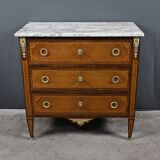 Small chest of drawers in amboyna and rosewood, Louis XVI style – 1940