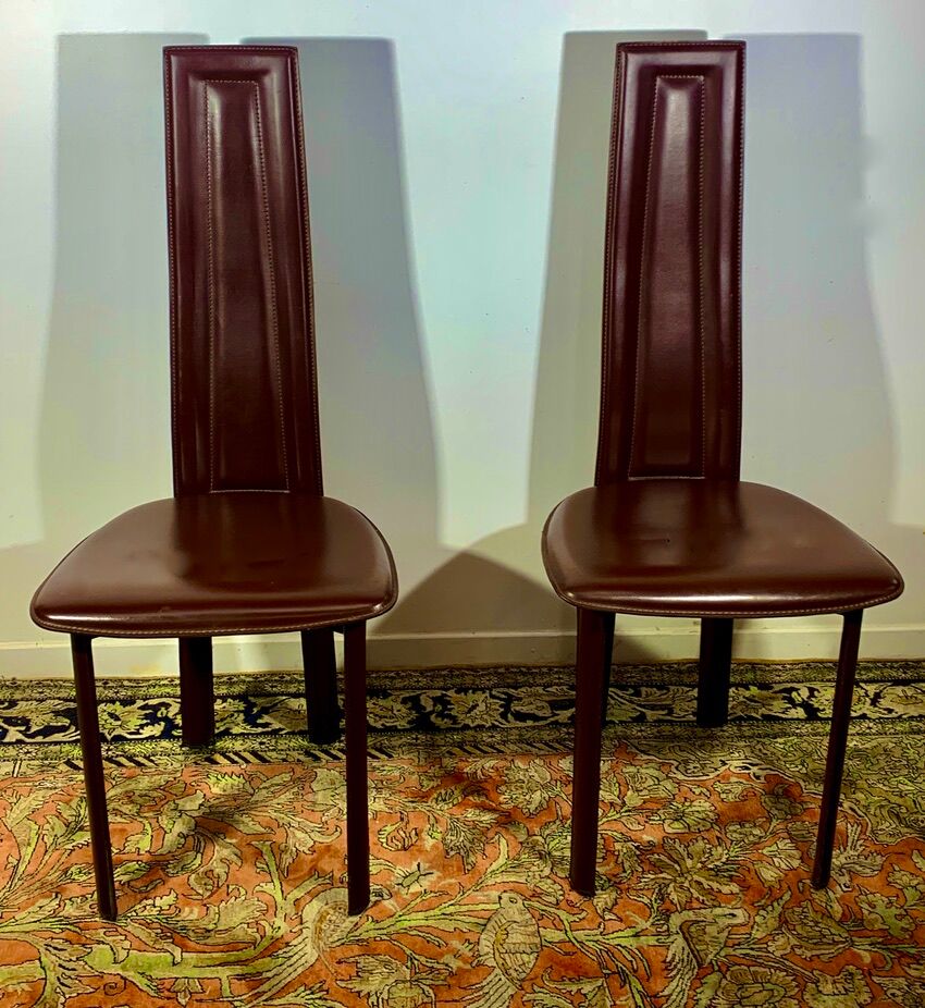 2 chaises total cuir estampillées dad