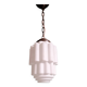 Art Deco pendant light, Skyscraper, white opaline, 1920s-30s