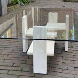 Coffee table by Willy Ballez in travertine