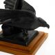 1940s table lamp made of iron in the shape of an eagle, teak wooden base