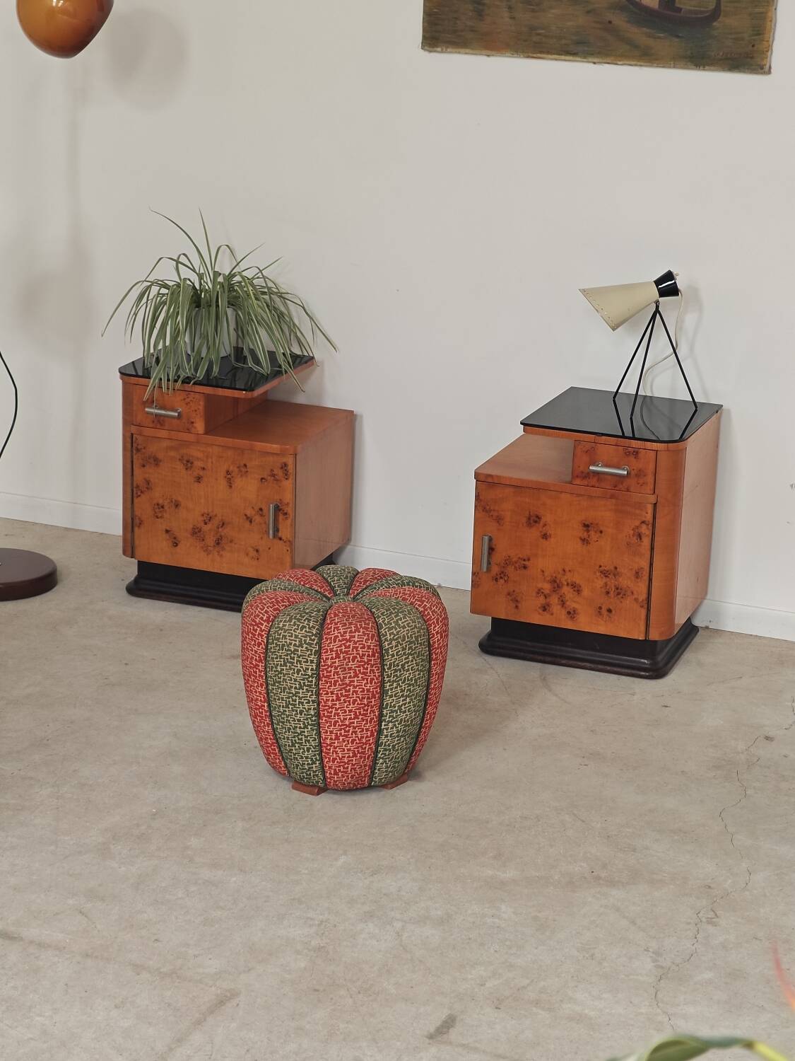 Stool, footrest, tulip pouf Jindrich Halabala Cesky Nabytek