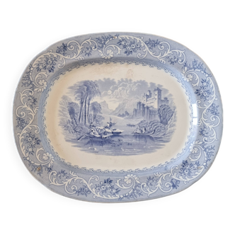 Grand plat ou plateau en porcelaine anglaise Staffordshire « Rhin » de 1870