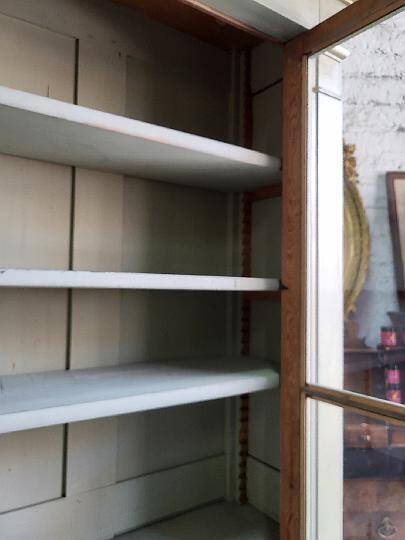 Magnificent pair of green painted fir bookcase display cabinet early 20th century