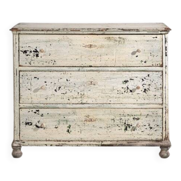 Grande commode ancienne à patine blanche (vers 1920) #42