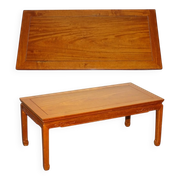 Table Basse Rectangulaire Vintage Orientale en Teck Sculpté, Chine
