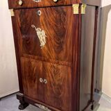 Rare Empire period mahogany secretary with four columns topped with bronze capitals.