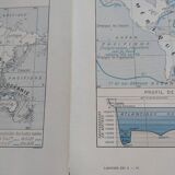 Old geographical map seas currents isobars isotherms Larousse