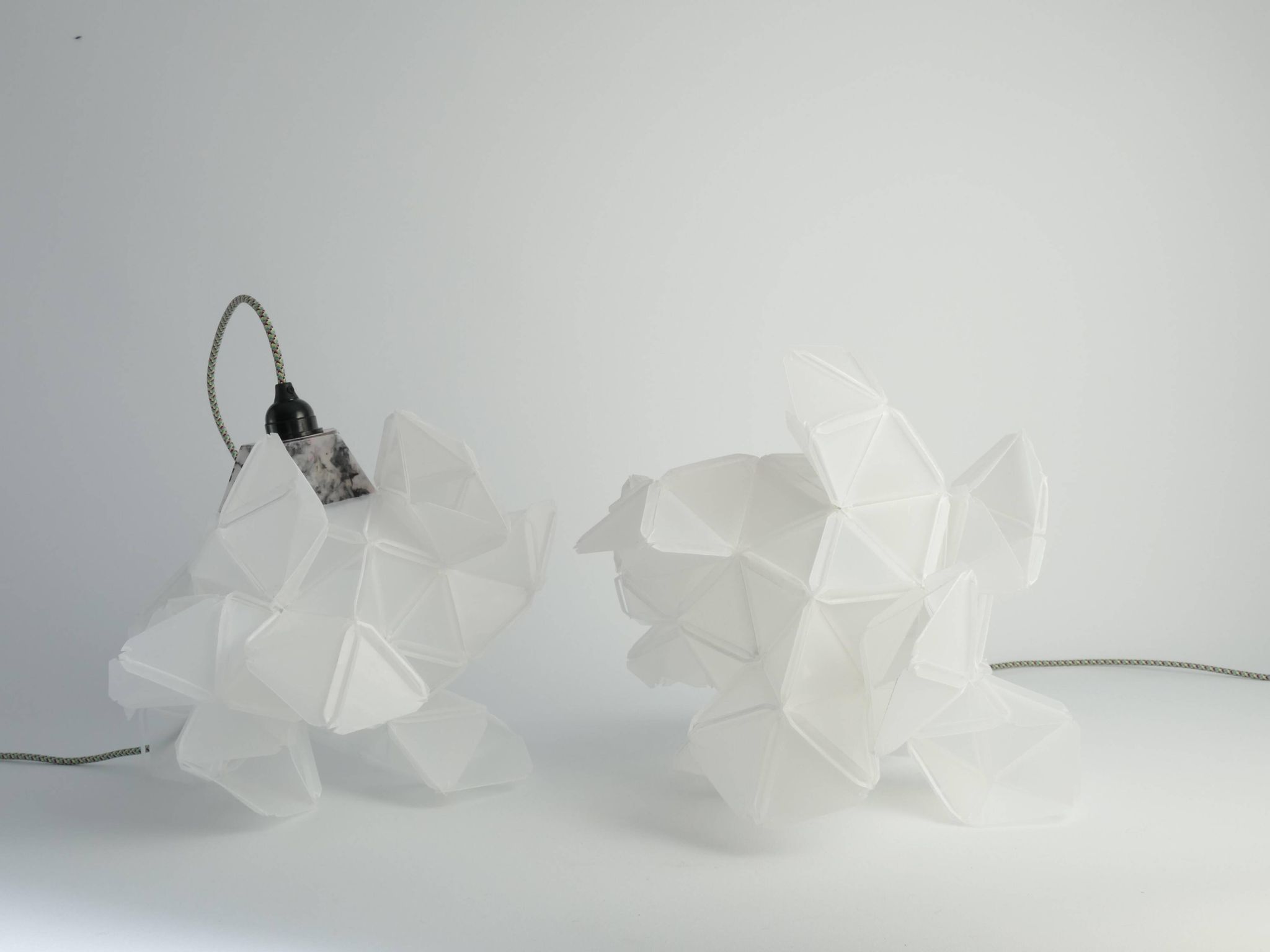 Labyrinth, Hazy, Artisan Light Sculpture with Protruding Fixture, By Republiken