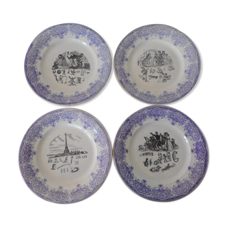 Four rebus plates in earthenware