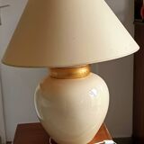 large beige and gold Raku ceramic living room lamp by Robert Kostka