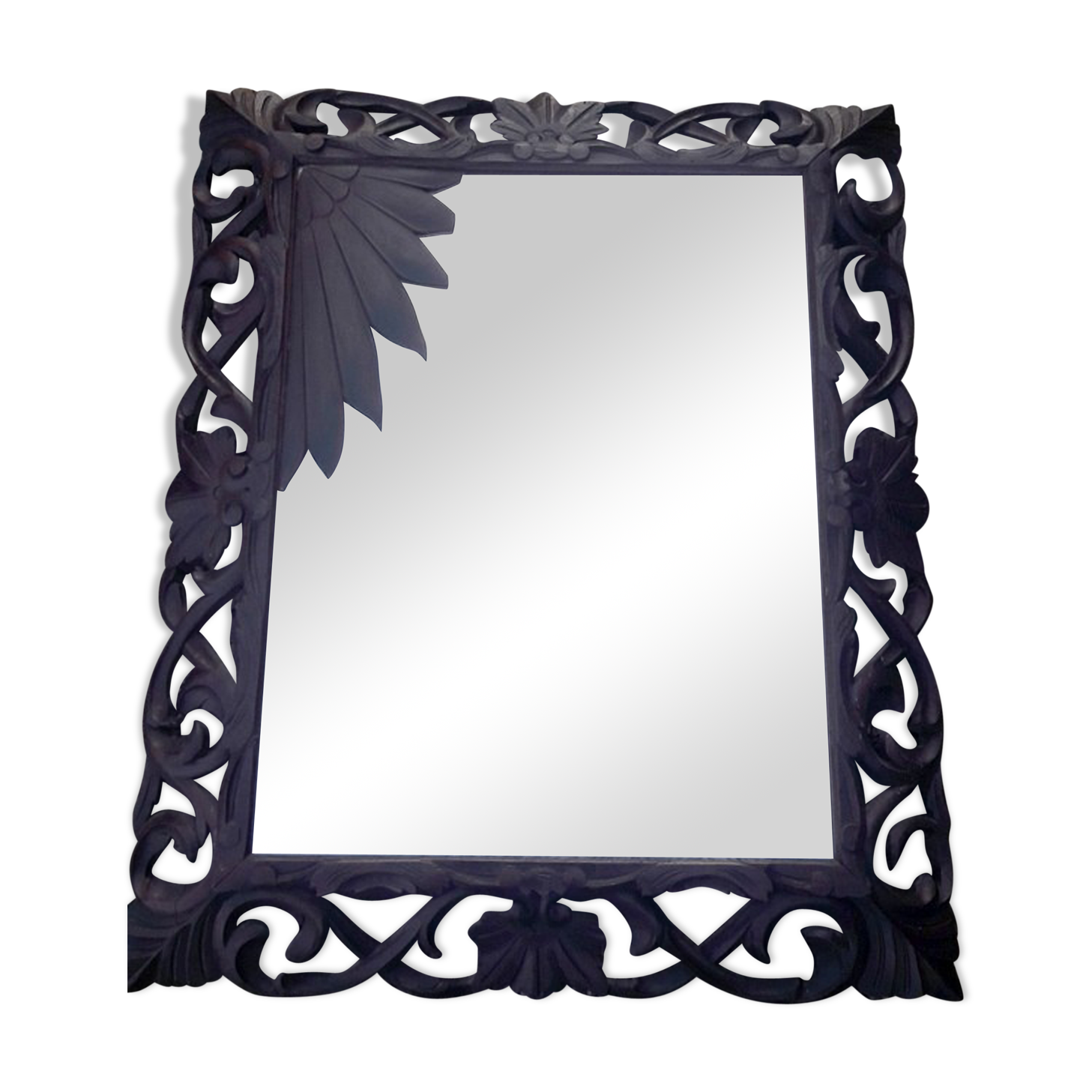 Miroir en bois sculpté ajouré 90x114cm