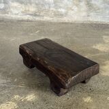 Small stool, black solid teak accent stool wabi-sabi L30 W8.5 H6.