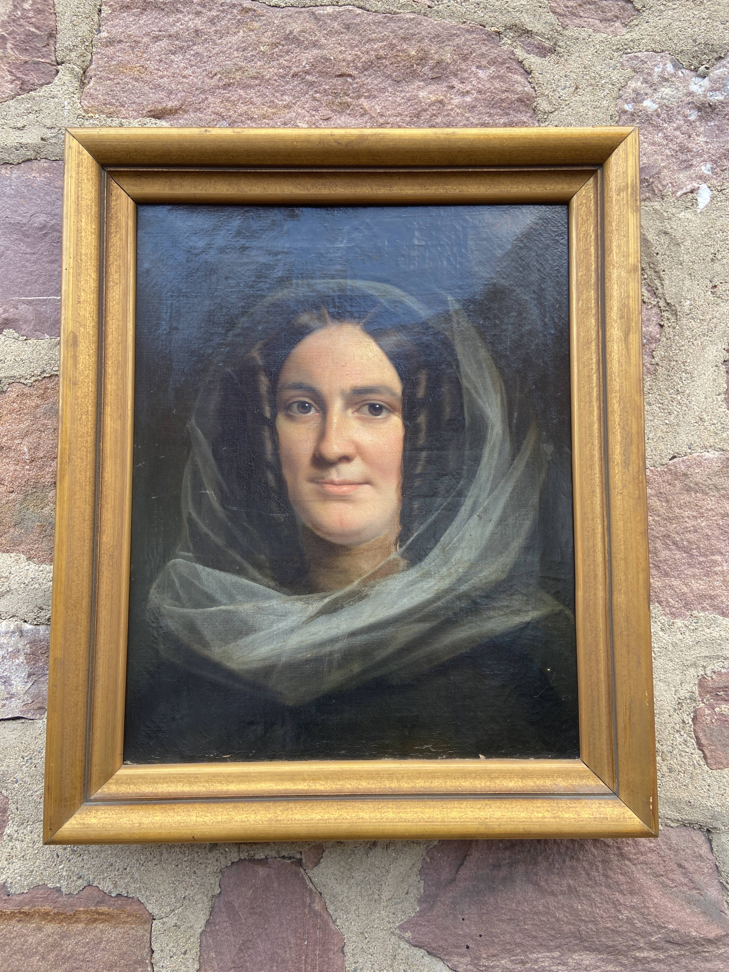 Oil painting on canvas 1850 victor darjou french portrait paint