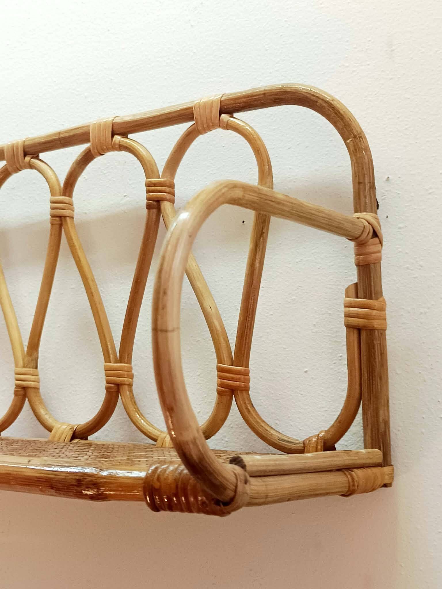 Vintage rattan shelf from the 1970s
