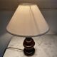 Lampe bois, câble neuf soie, abat-jour neuf