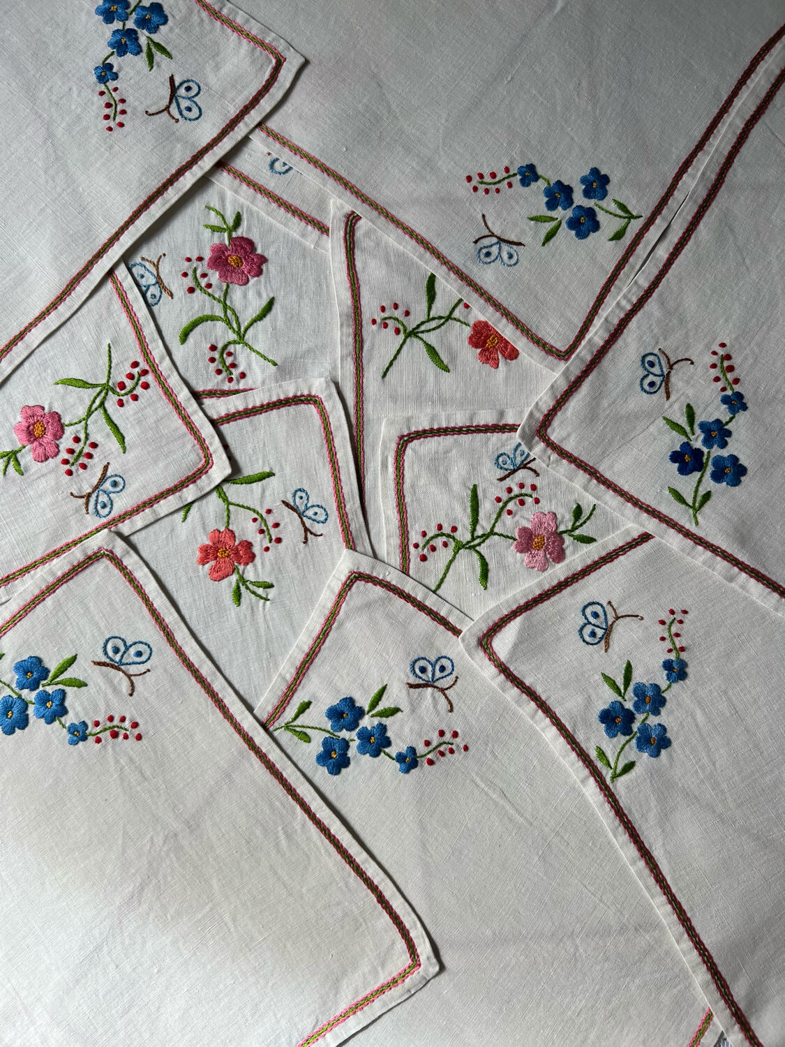 12 embroidered tea towels