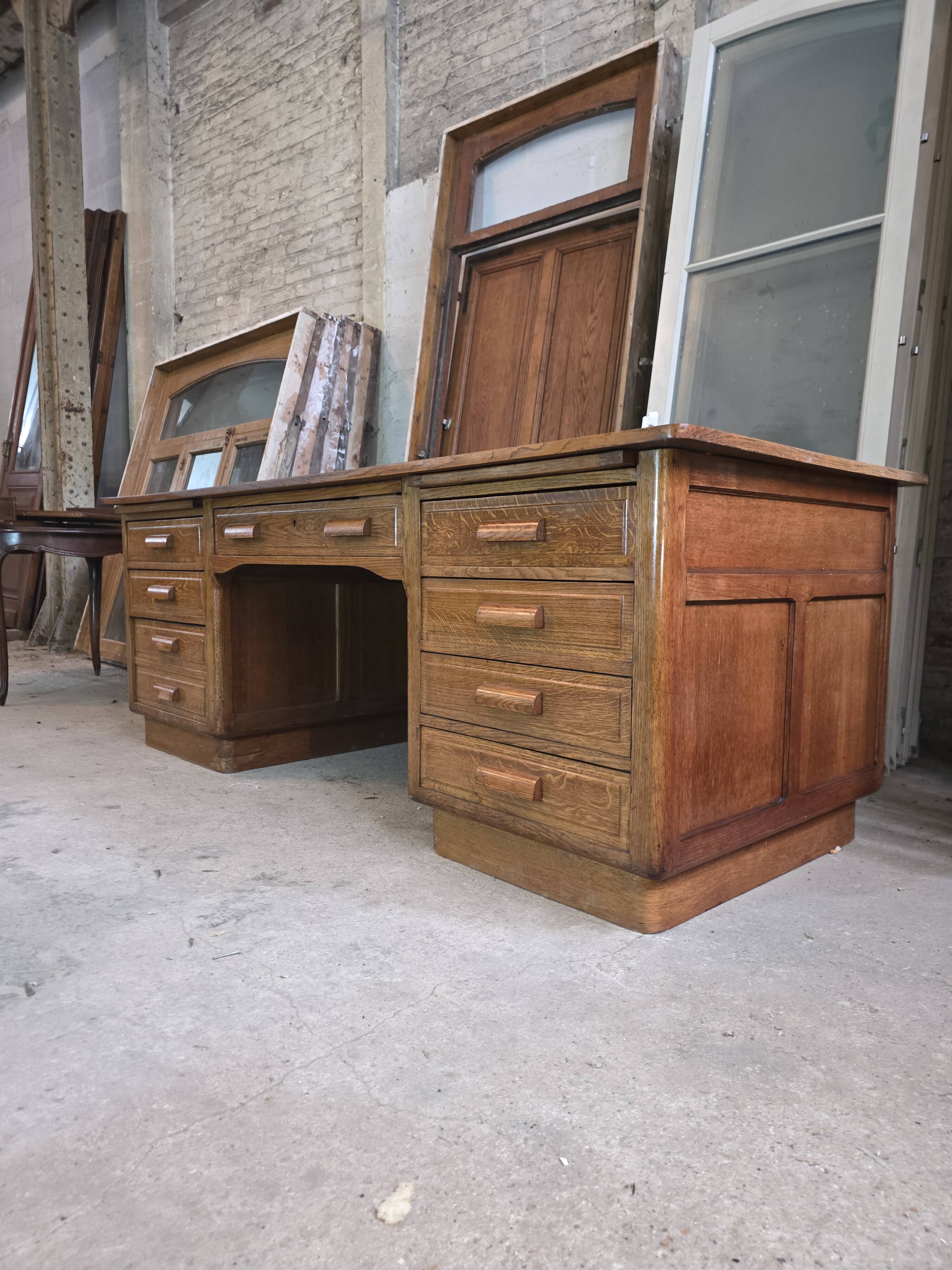 Bureau ministre XXL en chêne , 220 × 95 cm