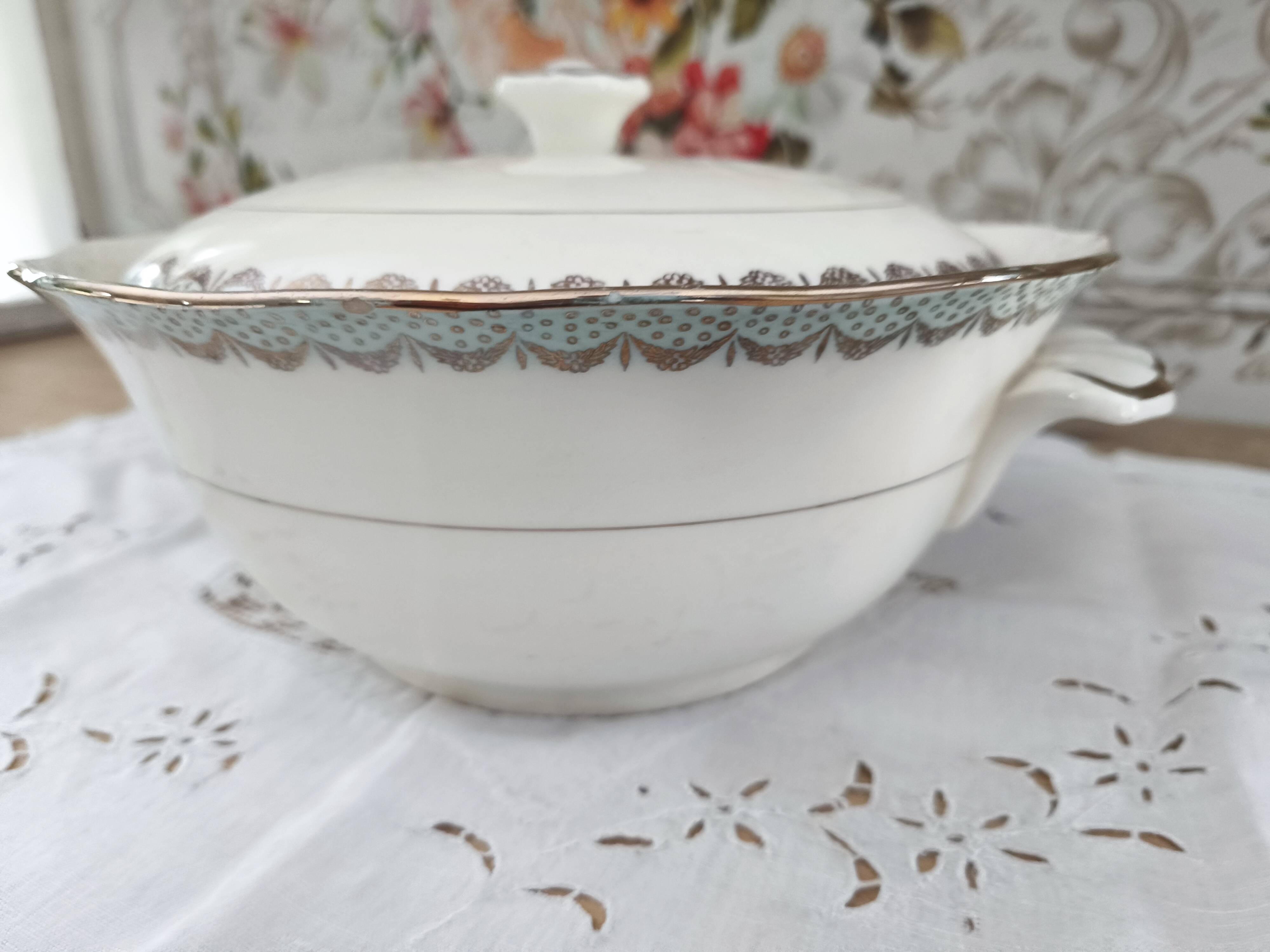 Longwy France earthenware soup tureen, Trianon model