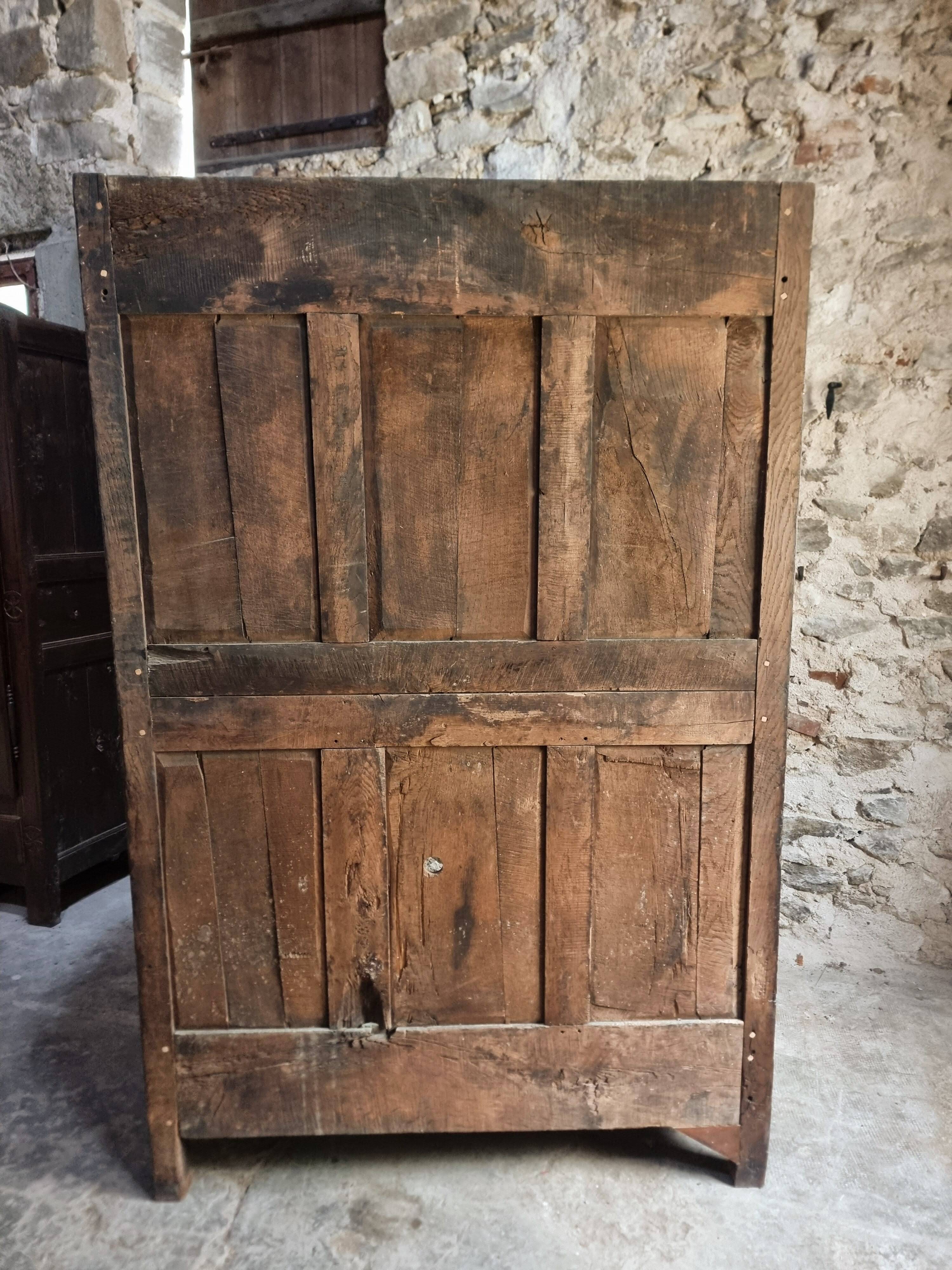 18th-century French antique cherry wood wardrobe – Rustic sideboard