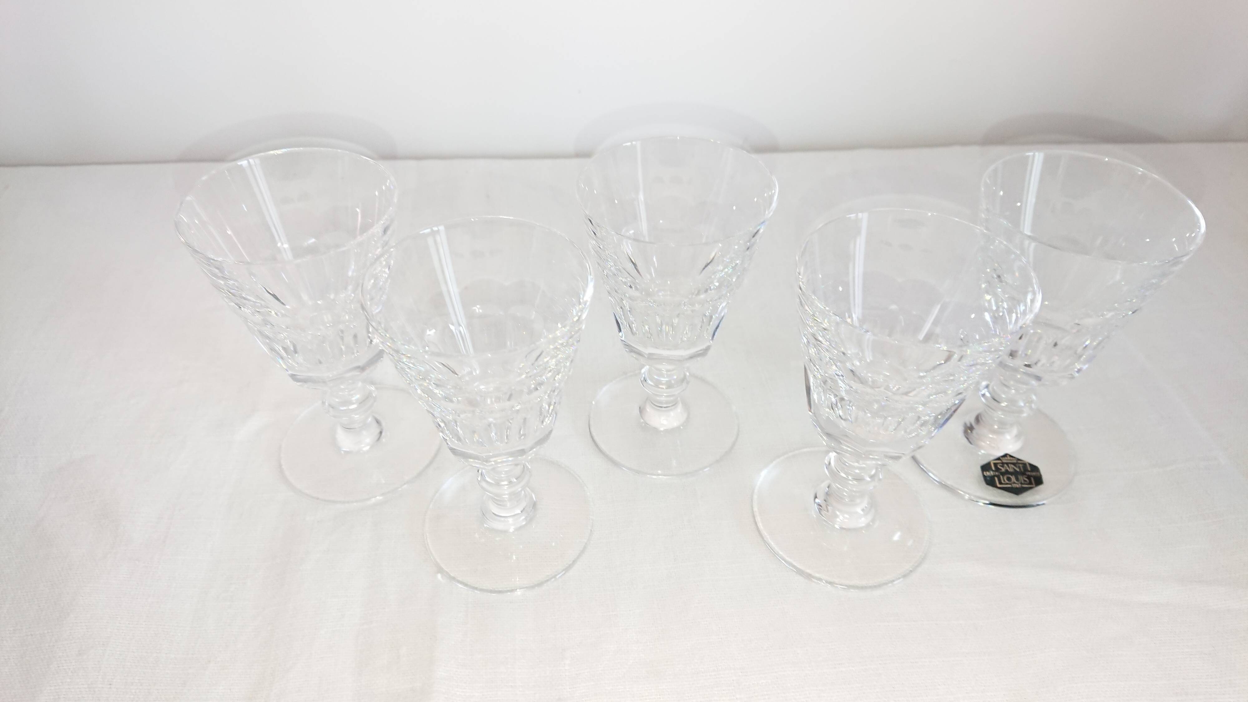 Five faceted glasses, caton collection, Saint-Louis crystal factory
