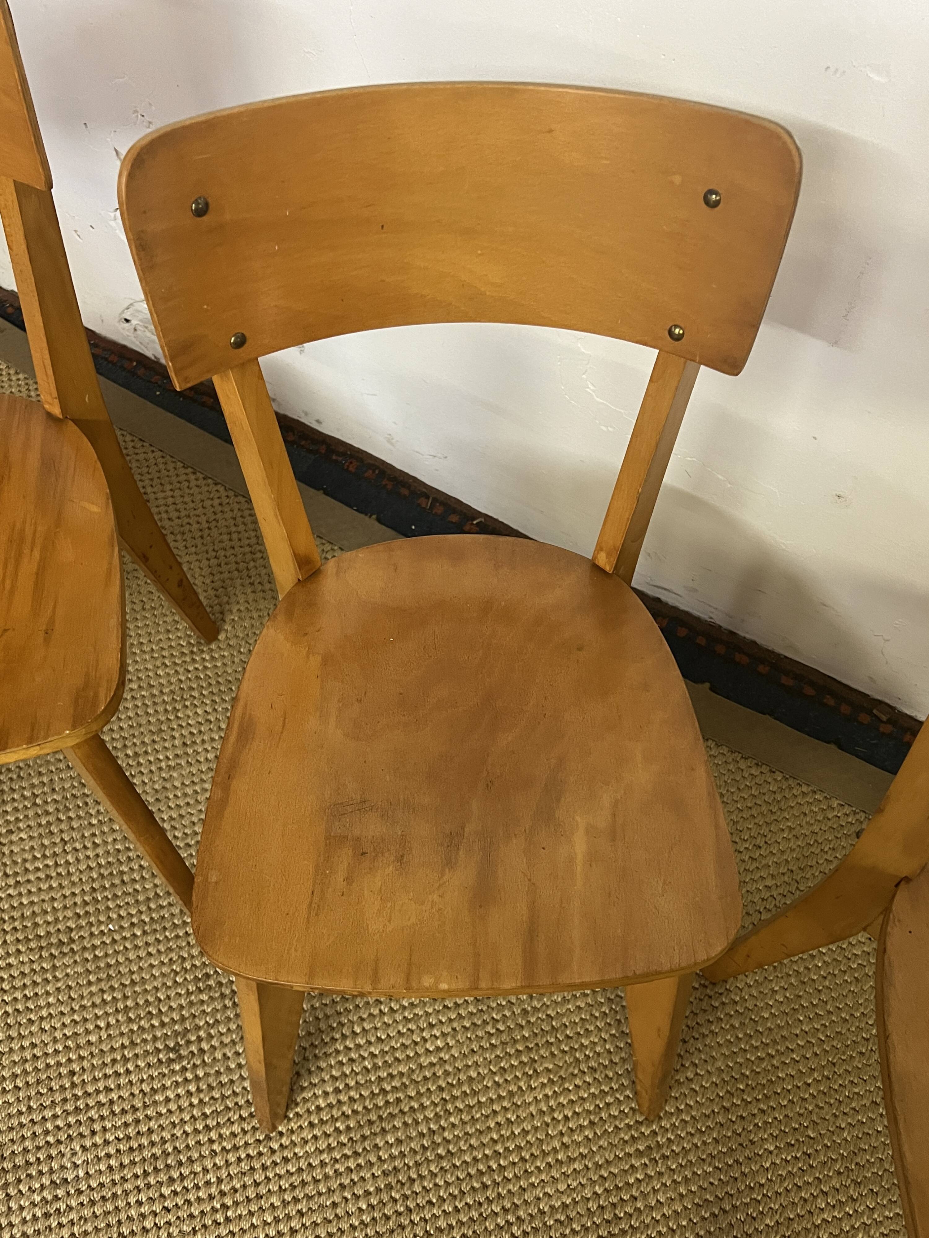 Set of 3 vintage wooden bistro chairs