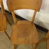 Set of 3 vintage wooden bistro chairs
