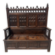 Gothic style carved oak chest bench, 19th century