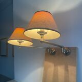 Pair of vintage, Art Deco chrome and beige adjustable wall lamps