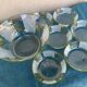 Set of 7 hand-painted glass bowls, multicoloured transparent, Hungary 1950s