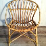 Fauteuil coquille en rotin